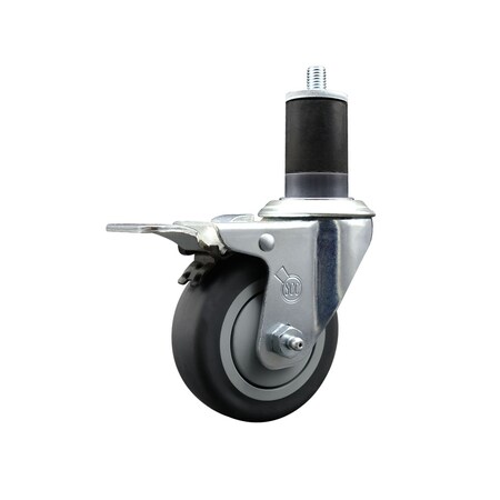 Service Caster 3.5'' Thermoplastic Rubber Swivel 1-5/8'' Expanding Stem Caster Total Lock Brake SCC-EXTTL20S3514-TPRB-158